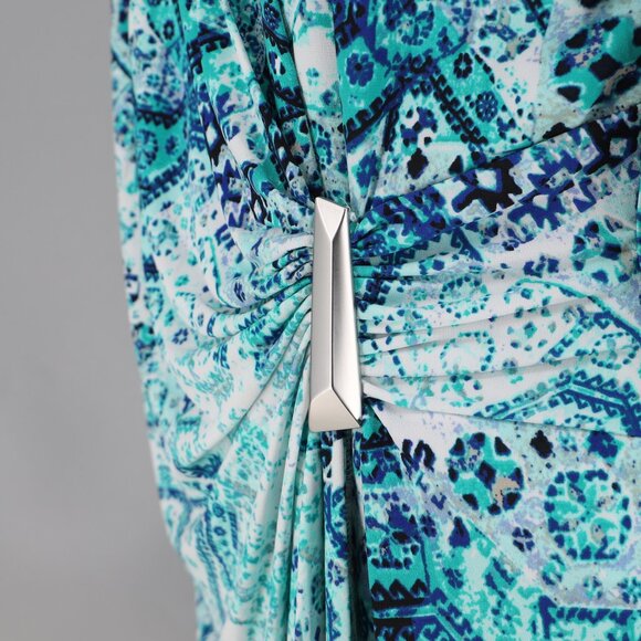 NWT CALVIN KLEIN Faux Wrap Stretch Sheath Dress Printed Blue Multi Size 20W - Picture 6 of 10
